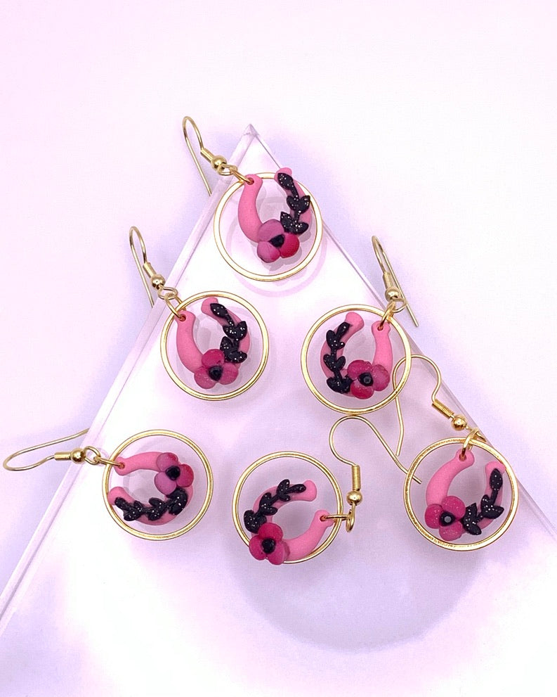 BOHO Pink Horseshoe Earrings