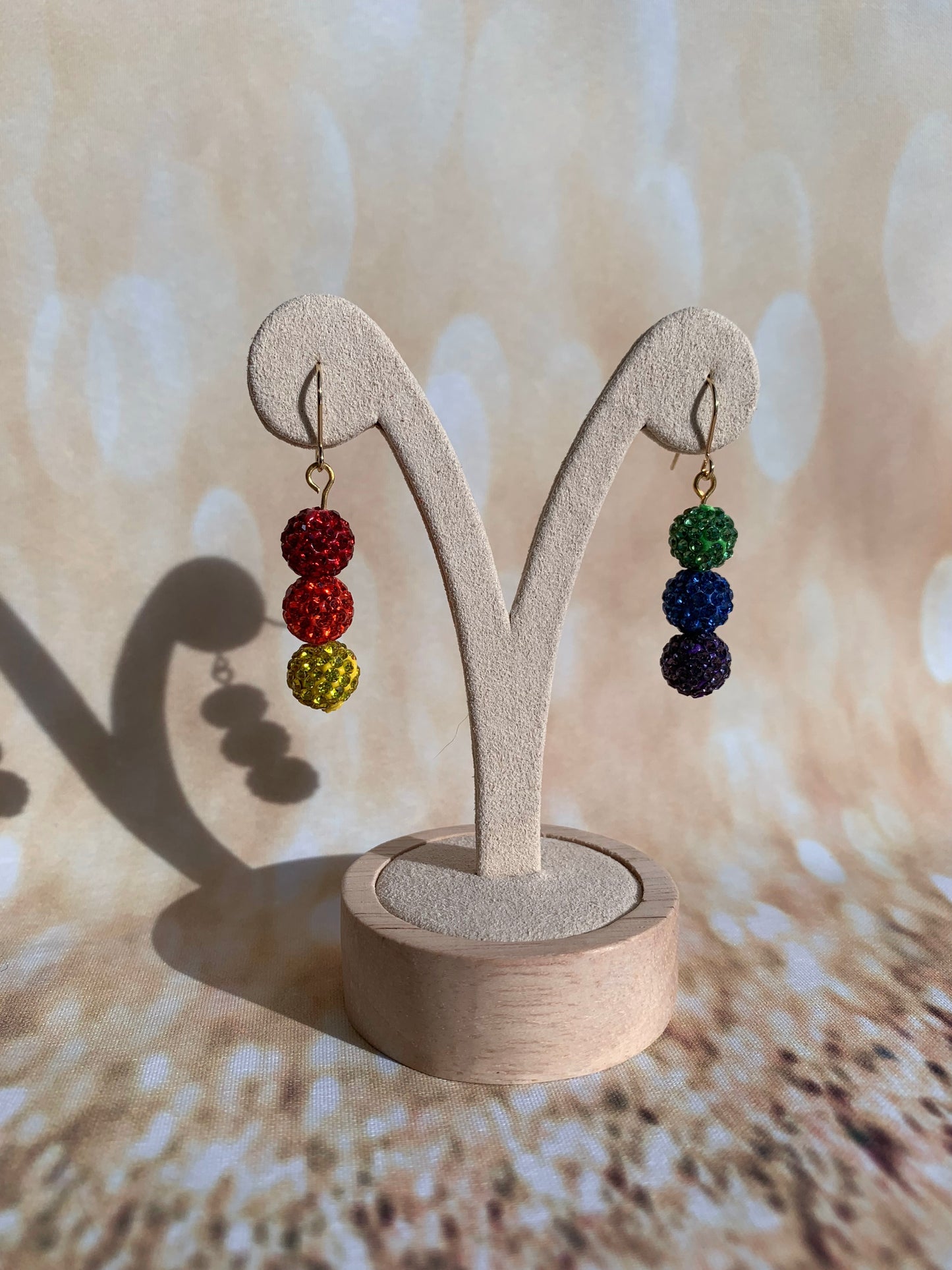 Rainbow &Crystal Earrings - Vertical Split Dangle