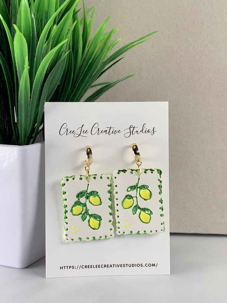 New - Amalfi Lemon Branch Earrings – Handmade Coastal Lemon Dangle Earrings