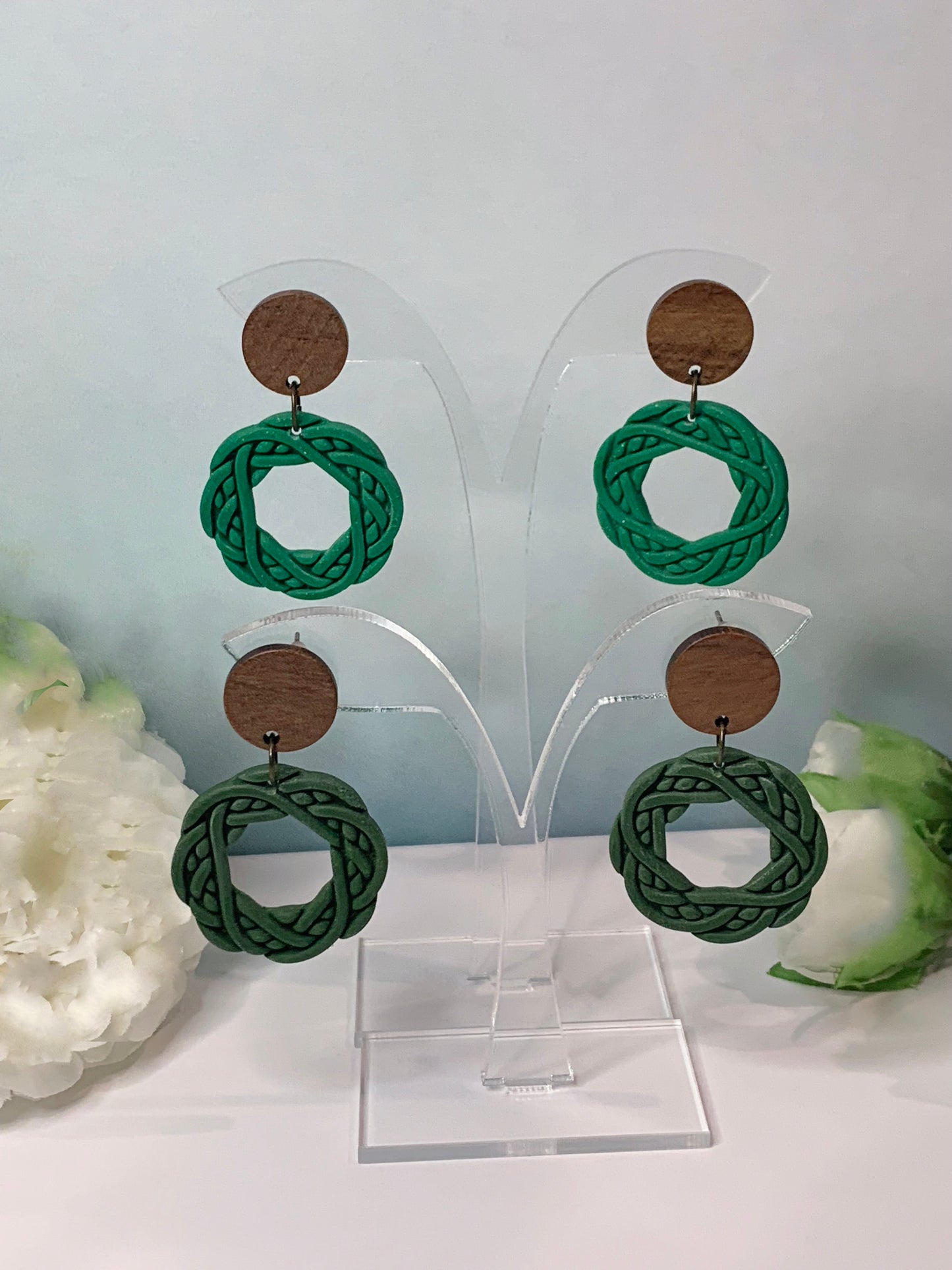 "New" Celtic Wreath Earrings -Green