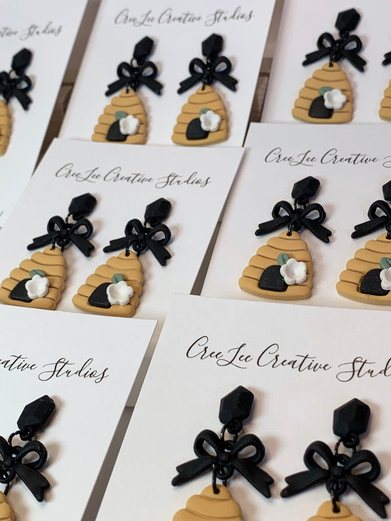 New - Hive Sweet Hive Earrings – Handmade Beehive Statement Dangles