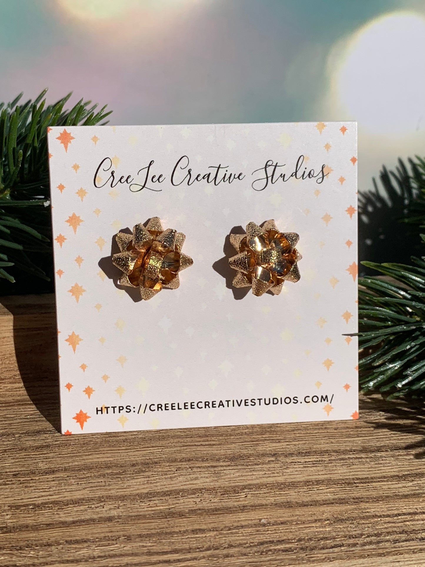 "New" Winter - Gift Bow Stud Earrings – Holiday Bow Earrings in Gold, Silver & Rose Gold | Festive Christmas Jewelry