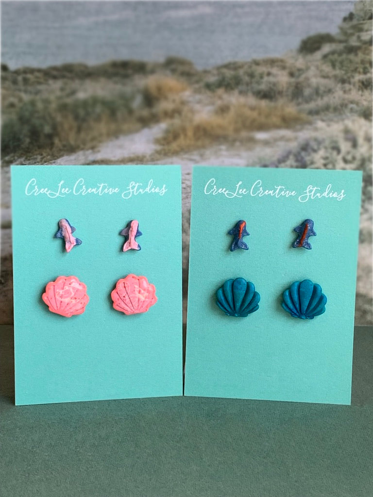 Seashells and Fish Stud Set