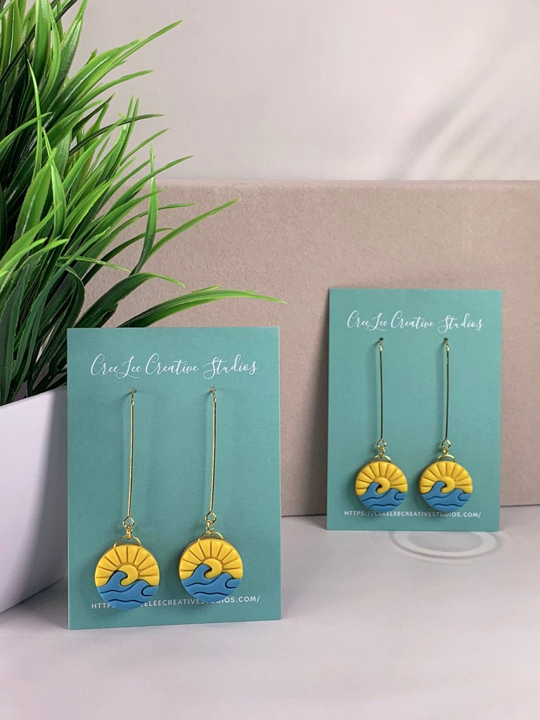 Ocean Scene - Long Dangle Earrings