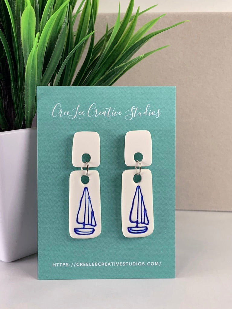 New - Harbor Breeze Sailboat Earrings – Handmade Coastal Sailboat Dangle Earrings