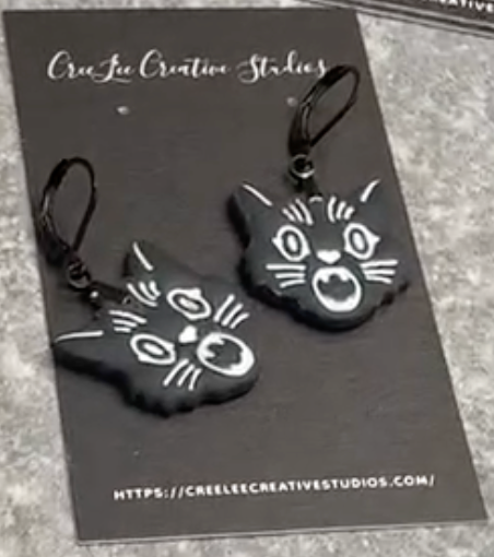 Spooky Cat - Vintage Cat Earrings