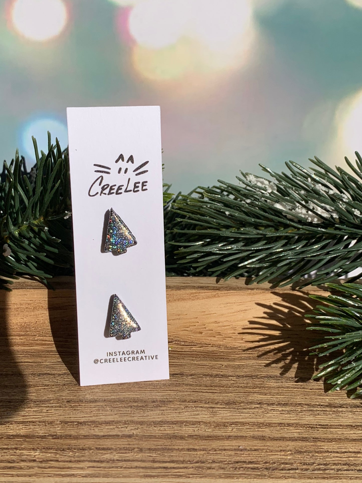 "New" Winter Silver Tree Studs — Small Holiday Stud Earrings