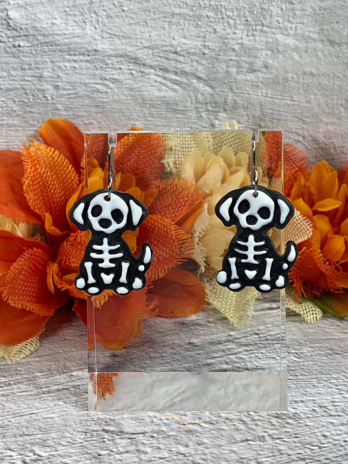 NEW * Bone-Afide Good Boy — Skeleton Dog Halloween Earrings