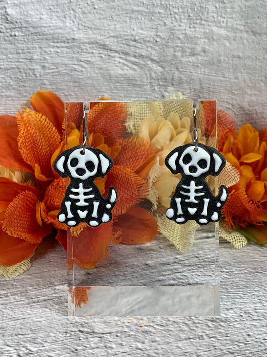 NEW * Bone-Afide Good Boy — Skeleton Dog Halloween Earrings