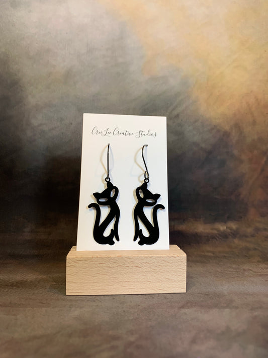 Spooky Cat - Black Cat Dangle Earrings