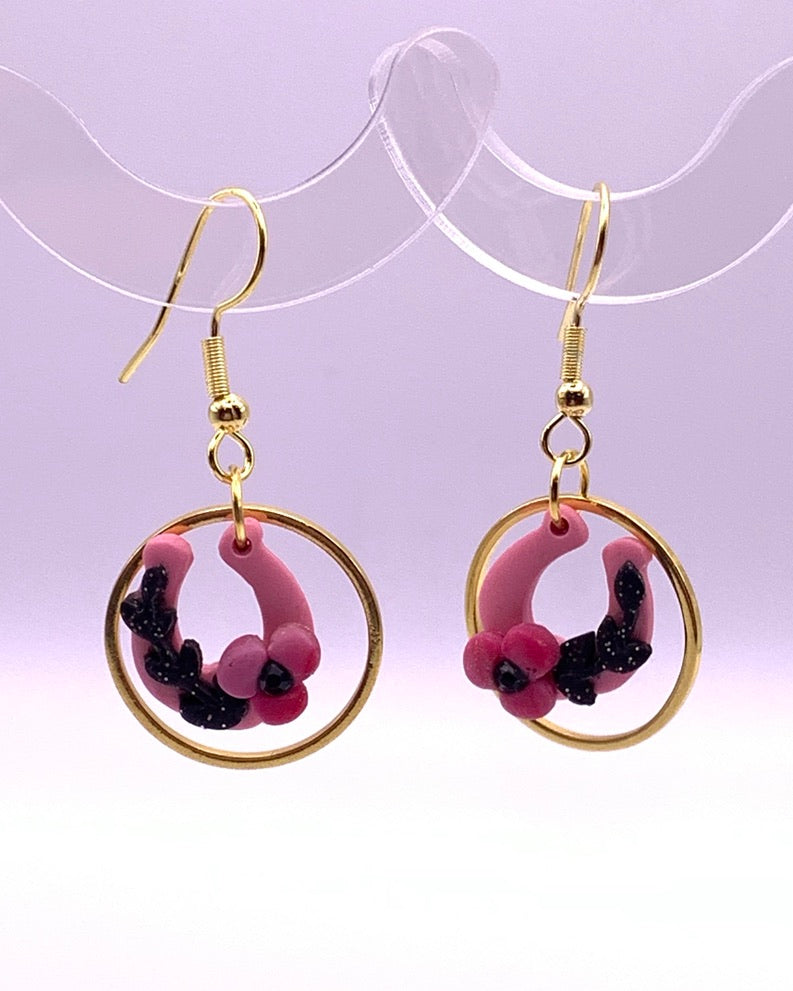 BOHO Pink Horseshoe Earrings