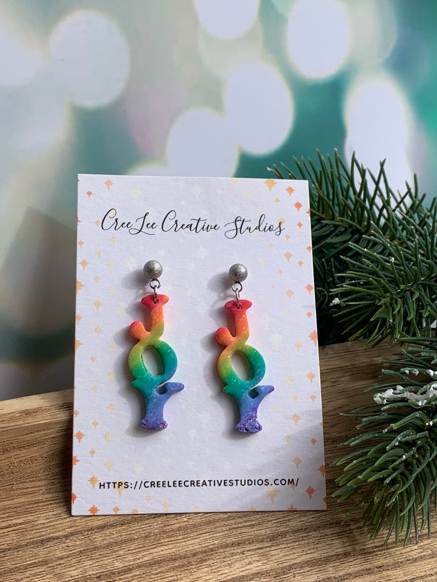 Winter Rainbow JOY Earrings — Hand-blended Rainbow Dangles