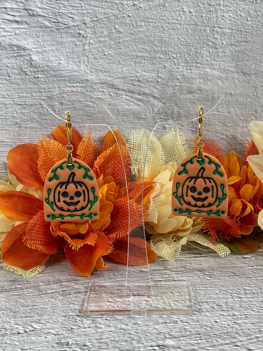 NEW * Jack’s Garden Gate — Folk-Art Pumpkin Halloween Earrings