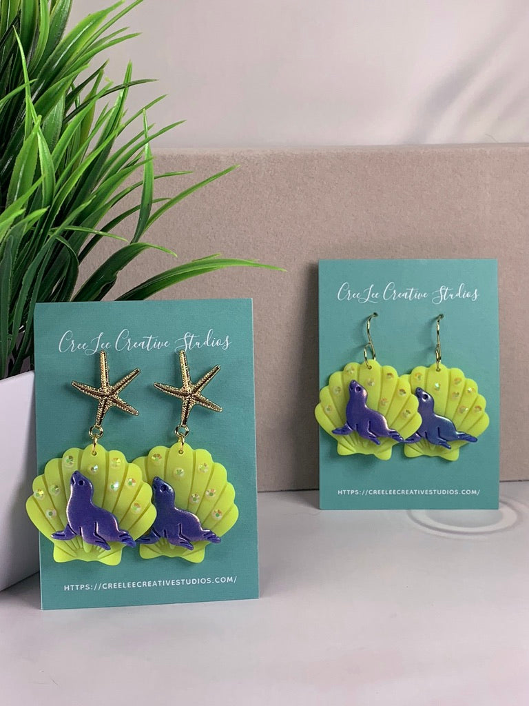 Cosmic Surf Seal Earrings