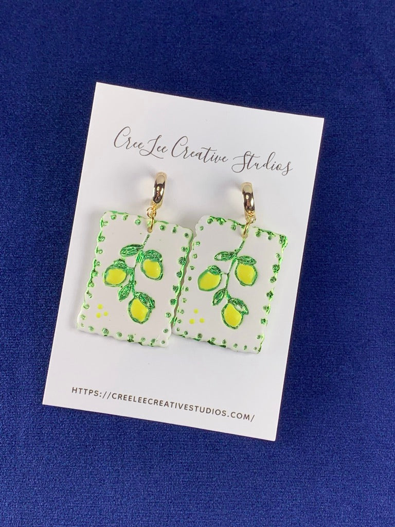 New - Amalfi Lemon Branch Earrings – Handmade Coastal Lemon Dangle Earrings