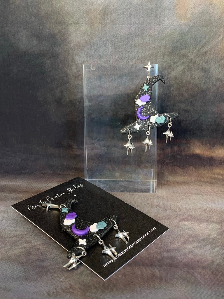 Spooky - Celestial Skies Witch Hat Earrings