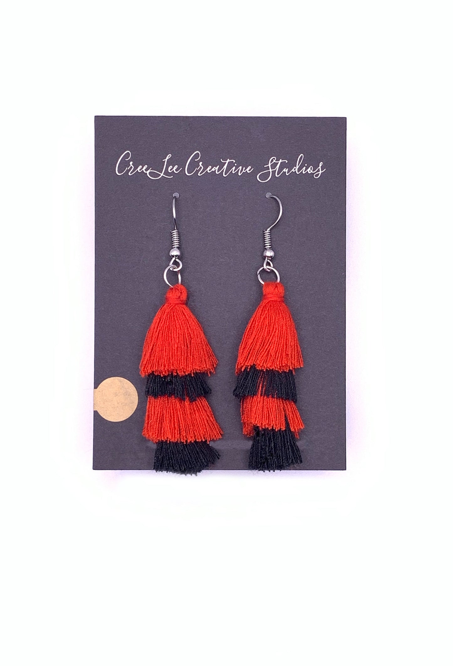 Tassel Earrings - Red and Black