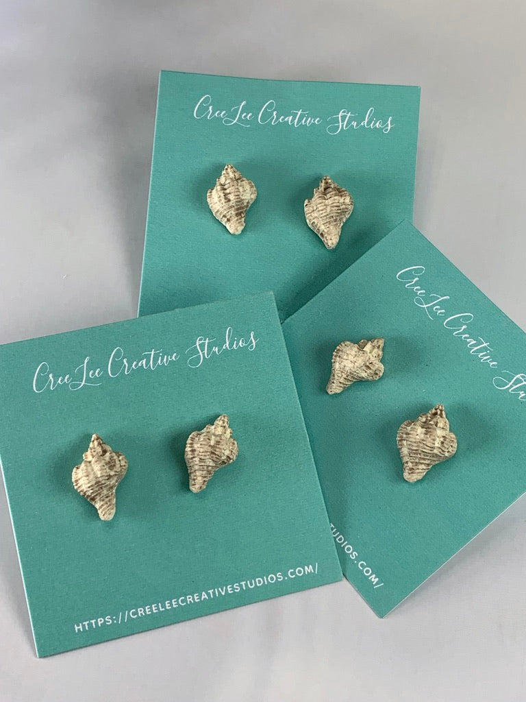 Sandy Seashell Studs - Realistic looking seashells