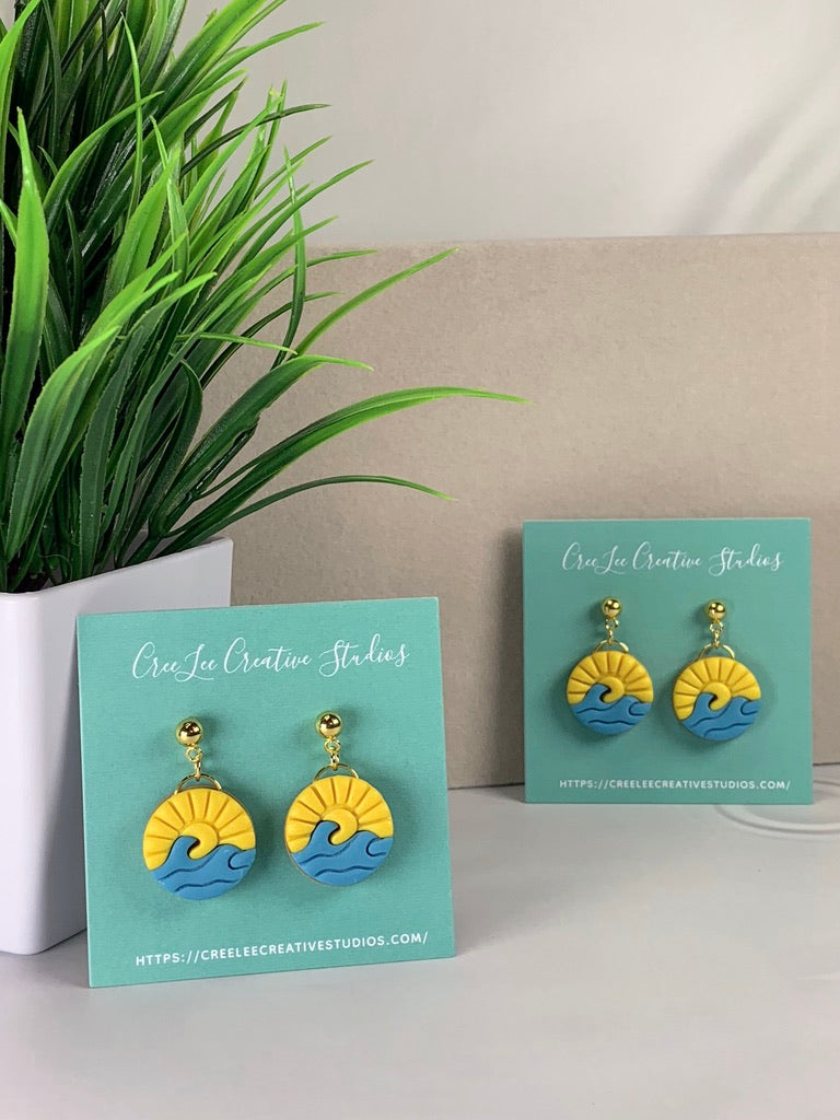 Ocean Scene Short Dangle Earrings