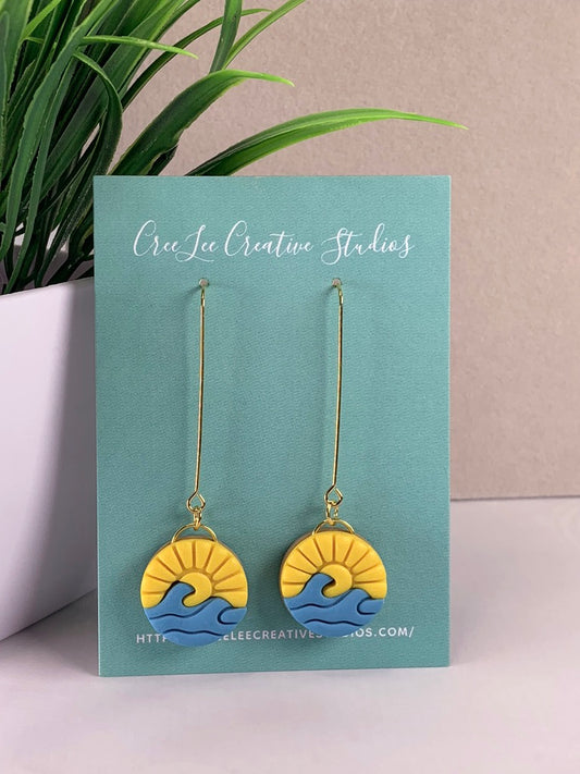 Ocean Scene - Long Dangle Earrings