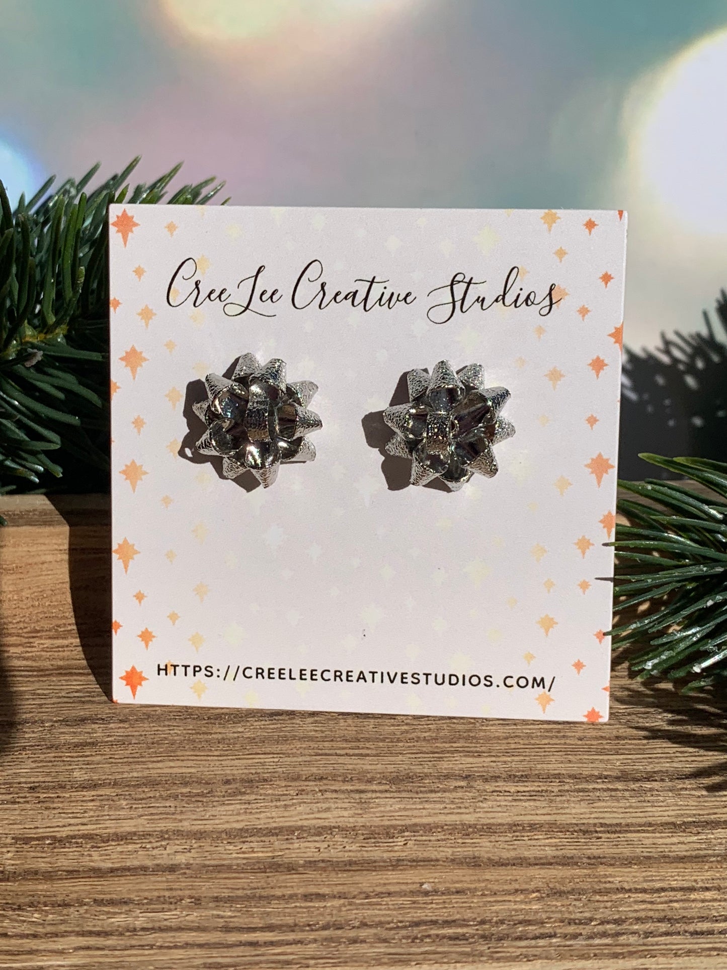 "New" Winter - Gift Bow Stud Earrings – Holiday Bow Earrings in Gold, Silver & Rose Gold | Festive Christmas Jewelry