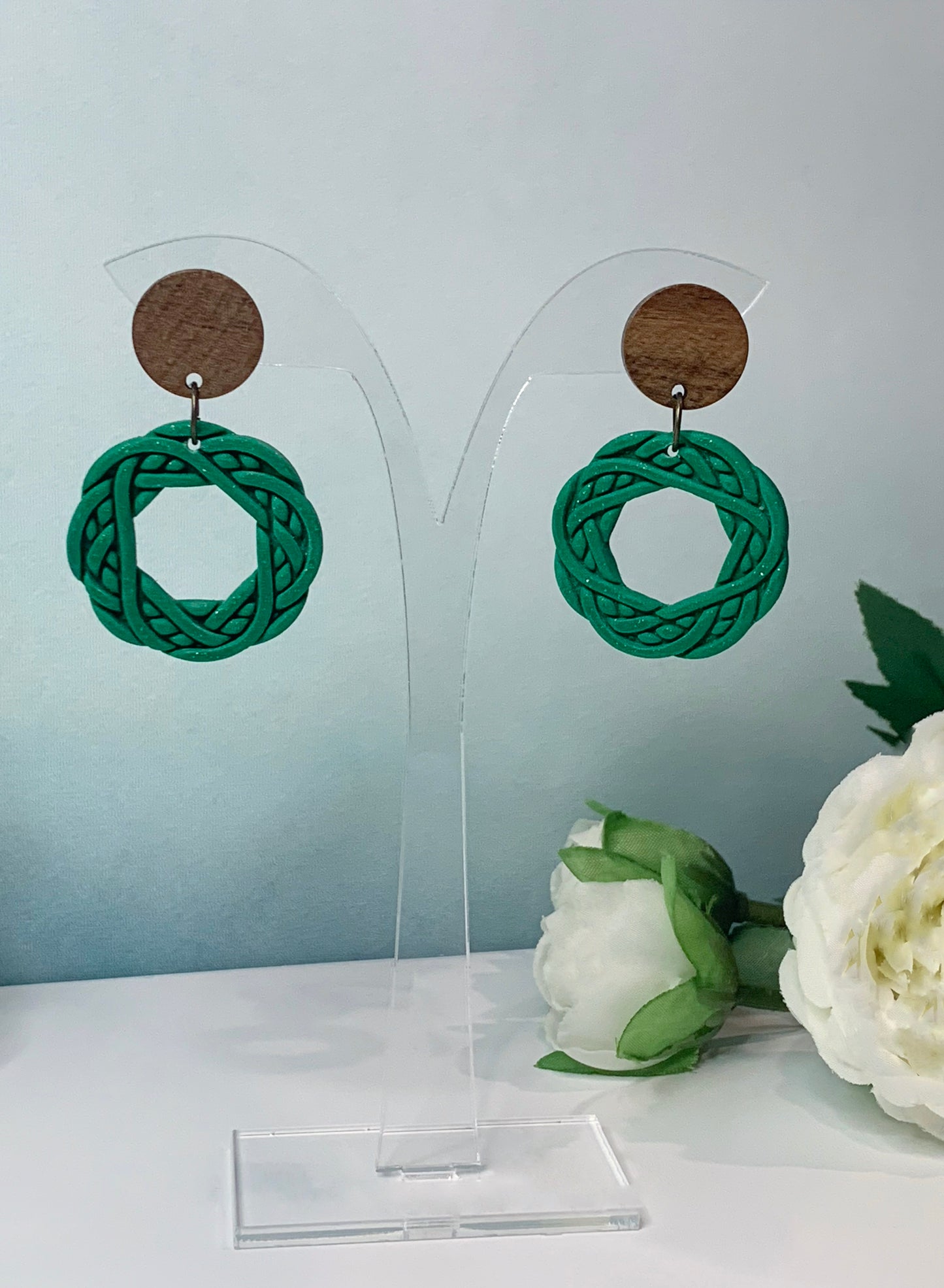 "New" Celtic Wreath Earrings -Green