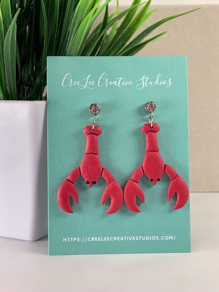 New - Lobster Roll Earrings – Handmade Coastal Lobster Dangle Earrings