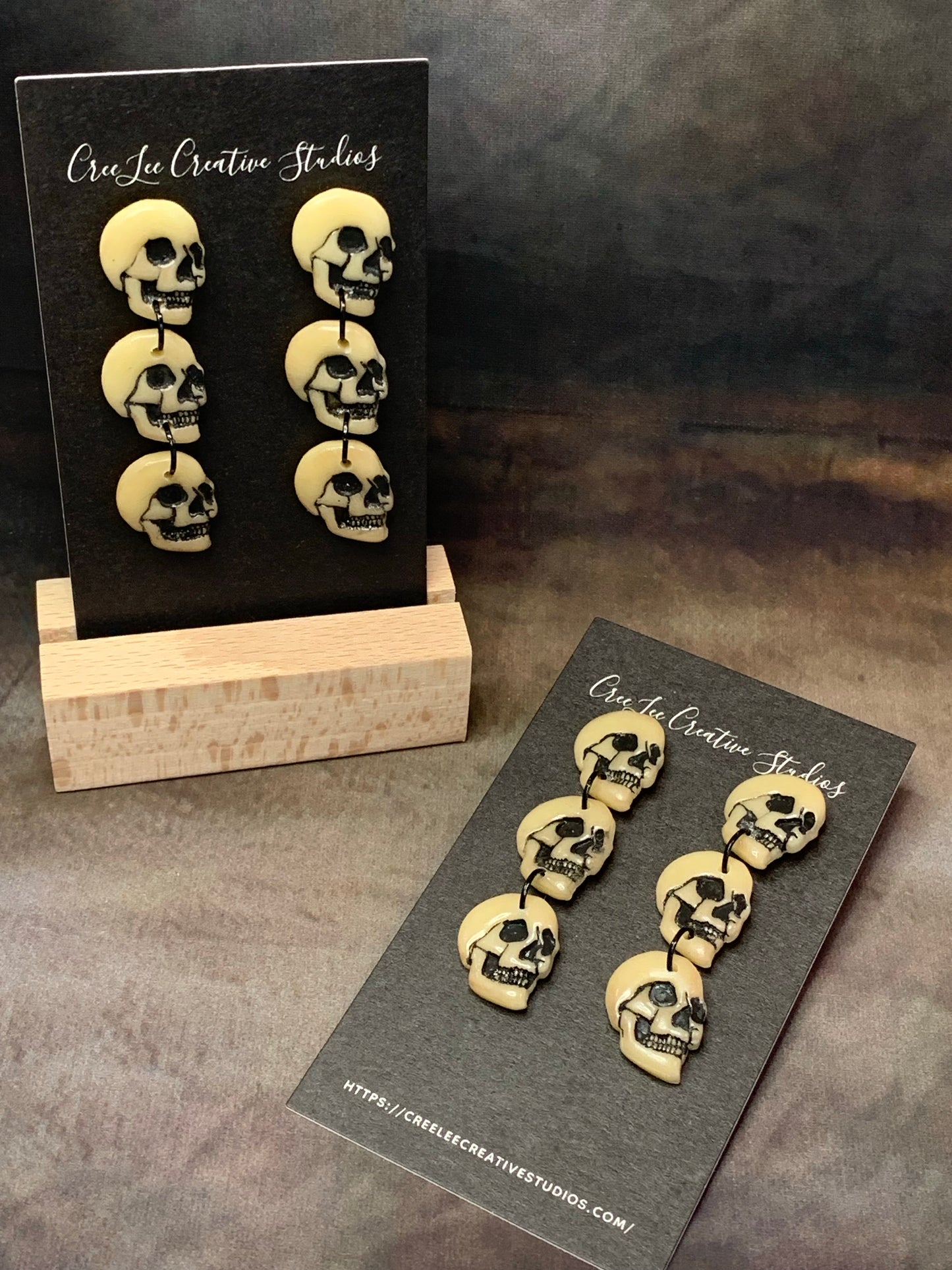 Spooky - Tiered Skull Earrings