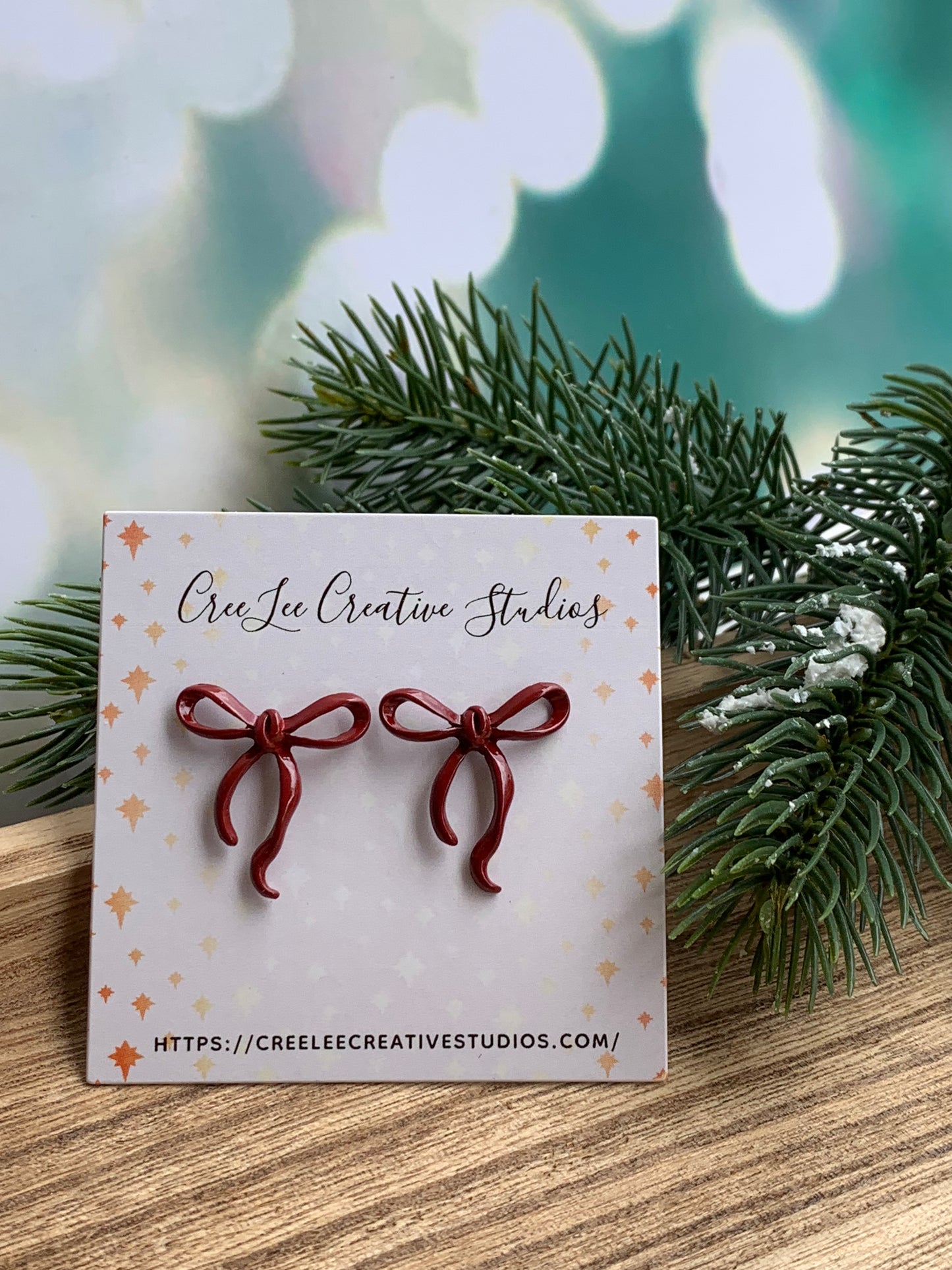 Maroon Bow Earrings