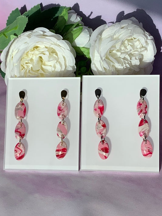 Marbled Earrings - 3 Tiered Dangles