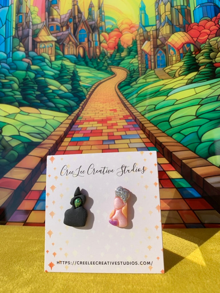 Wicked Besties Stud Earrings - Wicked-Inspired Elphaba & Glinda Polymer Clay Studs