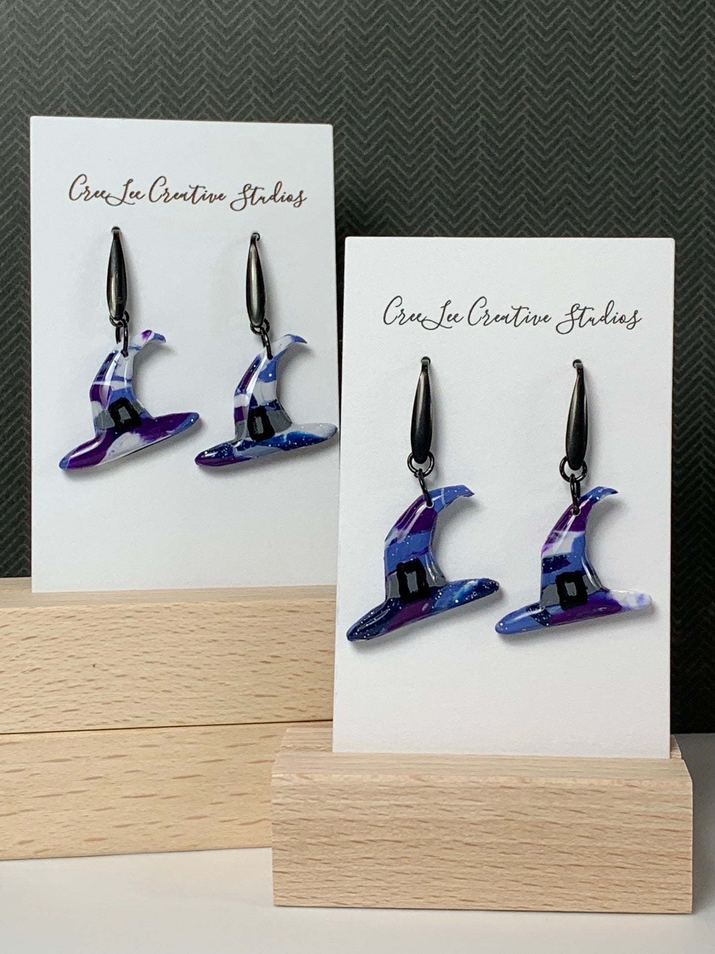 Spooky - Blue Witches Hat Earrings