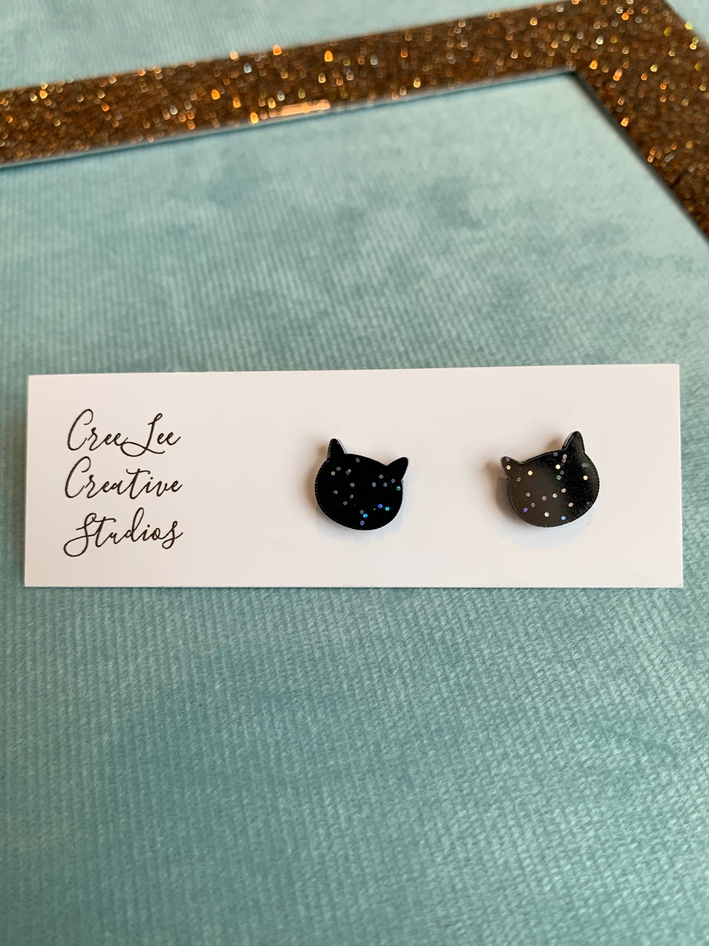 Cat Earrings - Confetti Acrylic Cat Studs