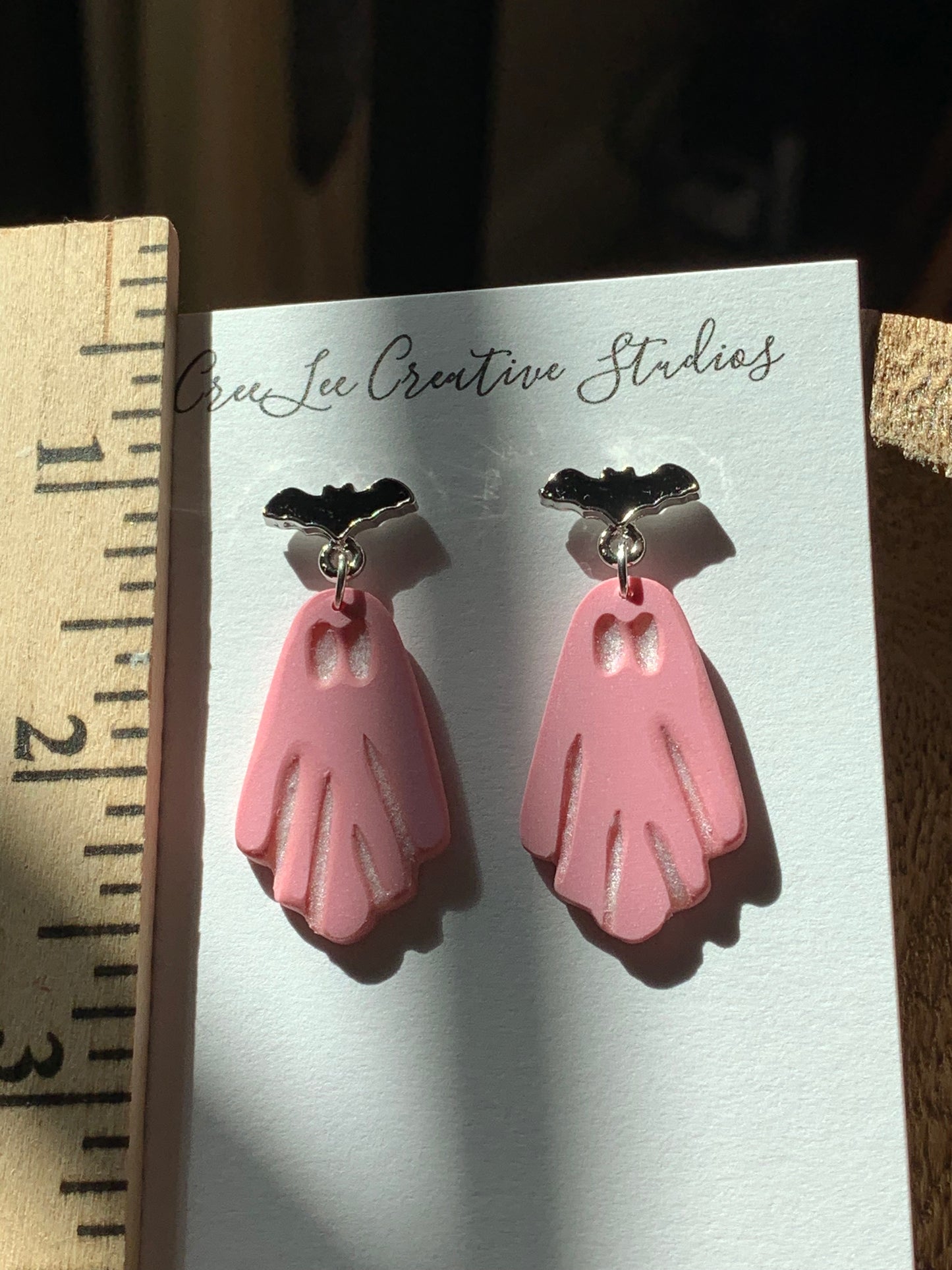 Spooky - Pink Ghosts & Bats Earrings