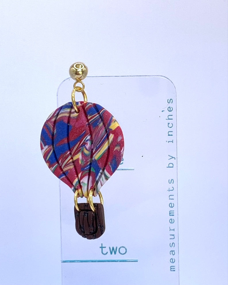 Balloon Festival - Red and Blue Hot Air Balloon Earrings