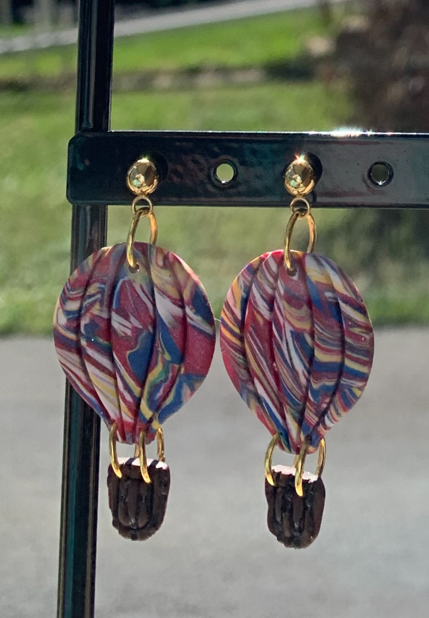 Red and Blue Hot Air Balloon Earrings