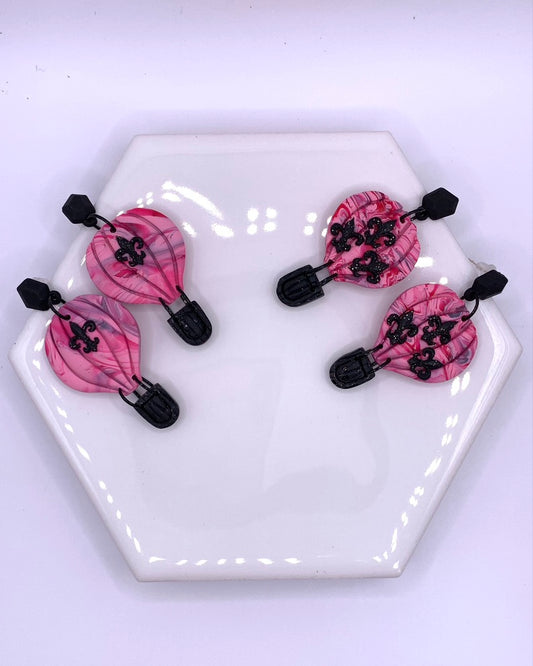 Balloon Festival - Fleur-de-lis Hot Air Balloon Earrings
